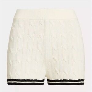 Polo Ralph Lauren Knit Shorts Cricket Cable Knit Cotton Blend White Striped NWT